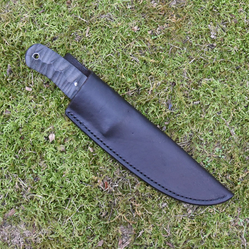 Model 1, Black Micarta (Sculpted), Leather Sheath