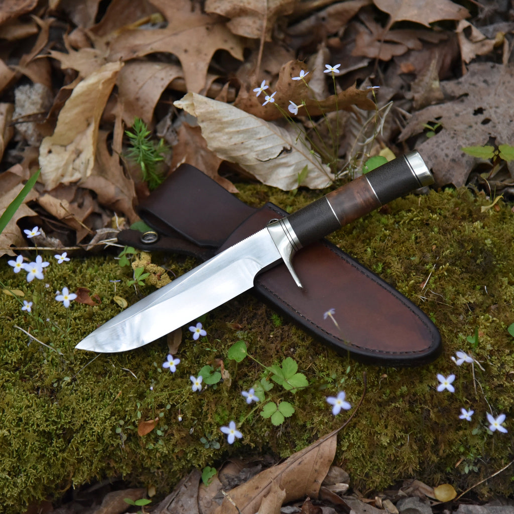 Field Knife with Thuya Burl and Green Canvas Micarta