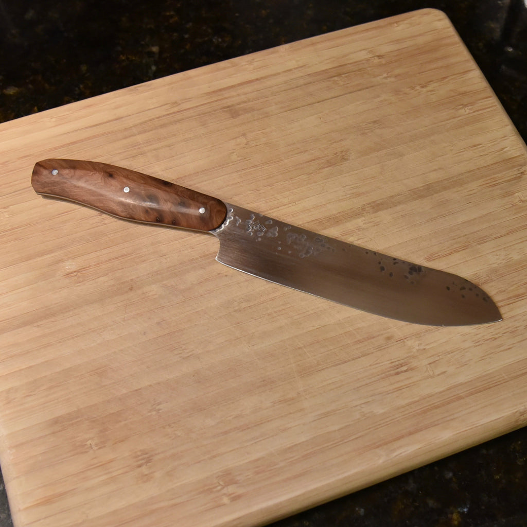 Santoku Kitchen Knife, Thuya Burl
